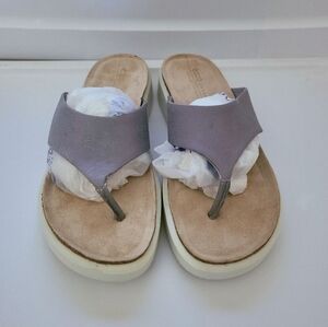 Ecco Corksphere Flip Flop Grey Leather Sandals Size 9